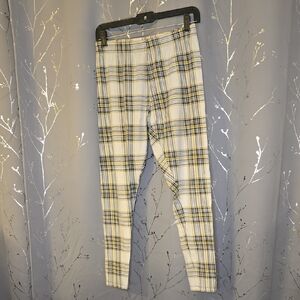 Cato Plaid Leggings - White, Black, Yellow